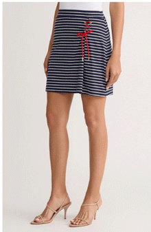 Striped Lace-Up Skort, Cotton