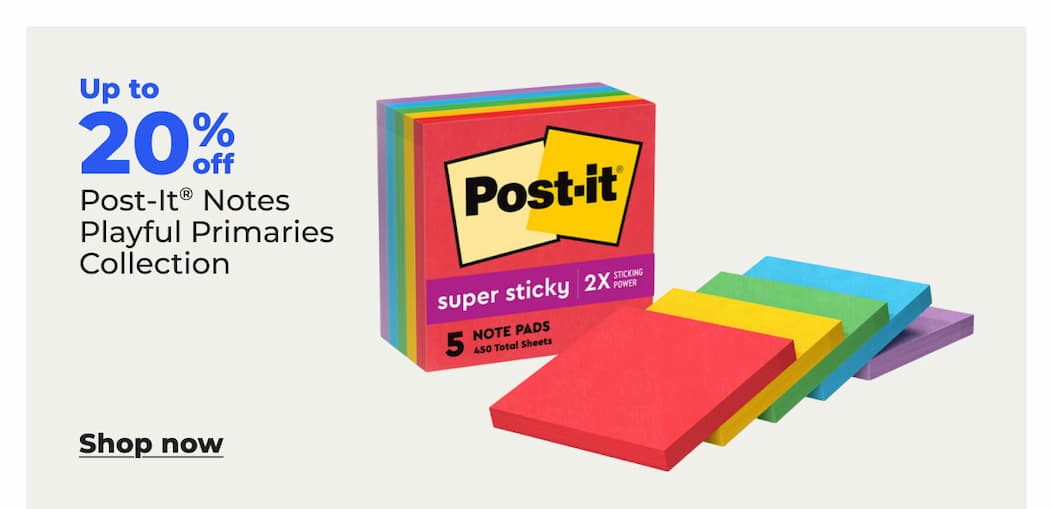 Up to 20% off Post-It® Notes Playful Primaries Collection - Shop now