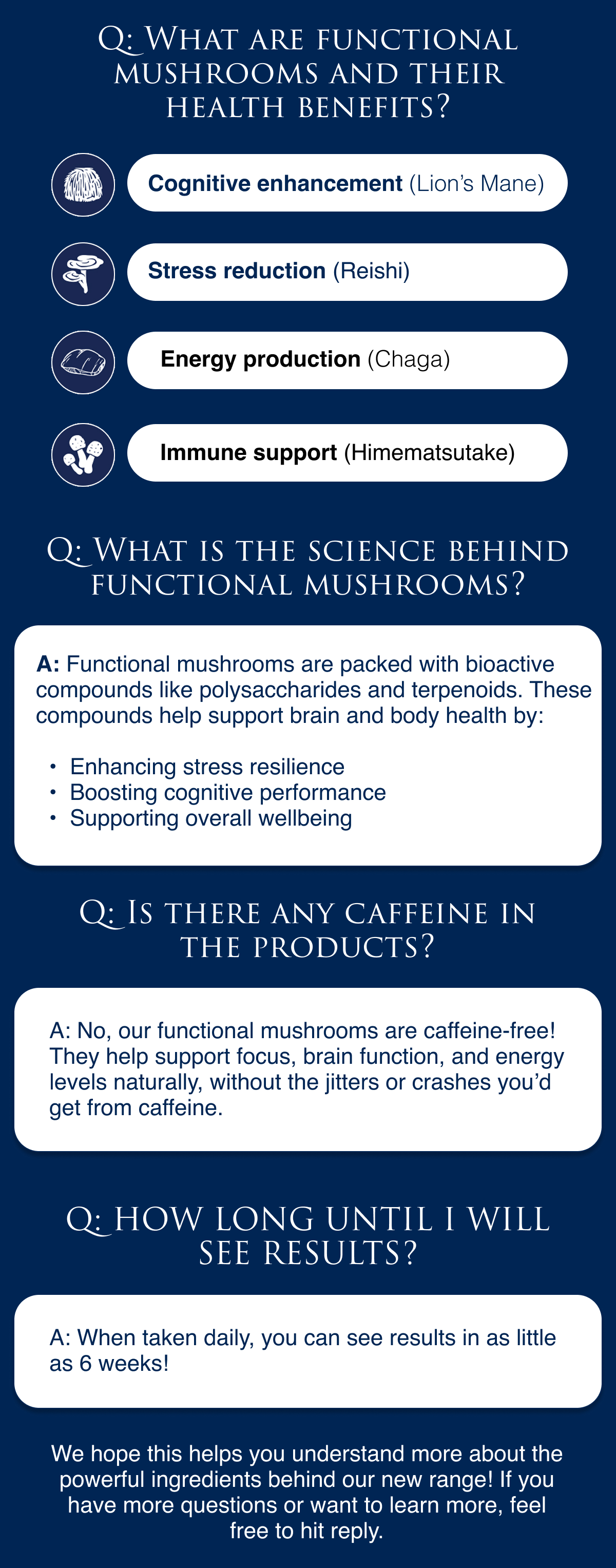 Q: What are functional mushrooms and their health benefits?