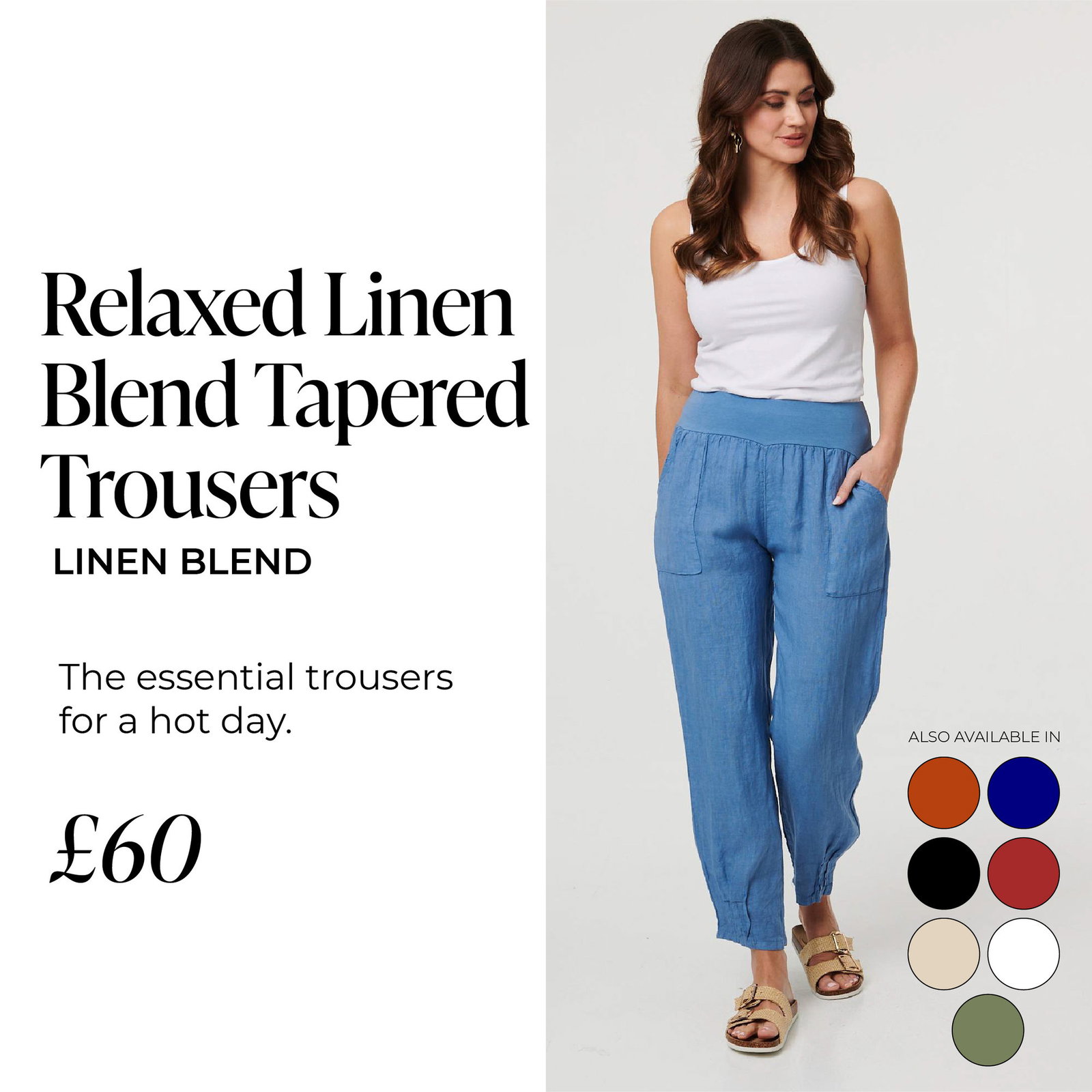 Relaxed Linen Blend Tapered Trousers | Shop Now