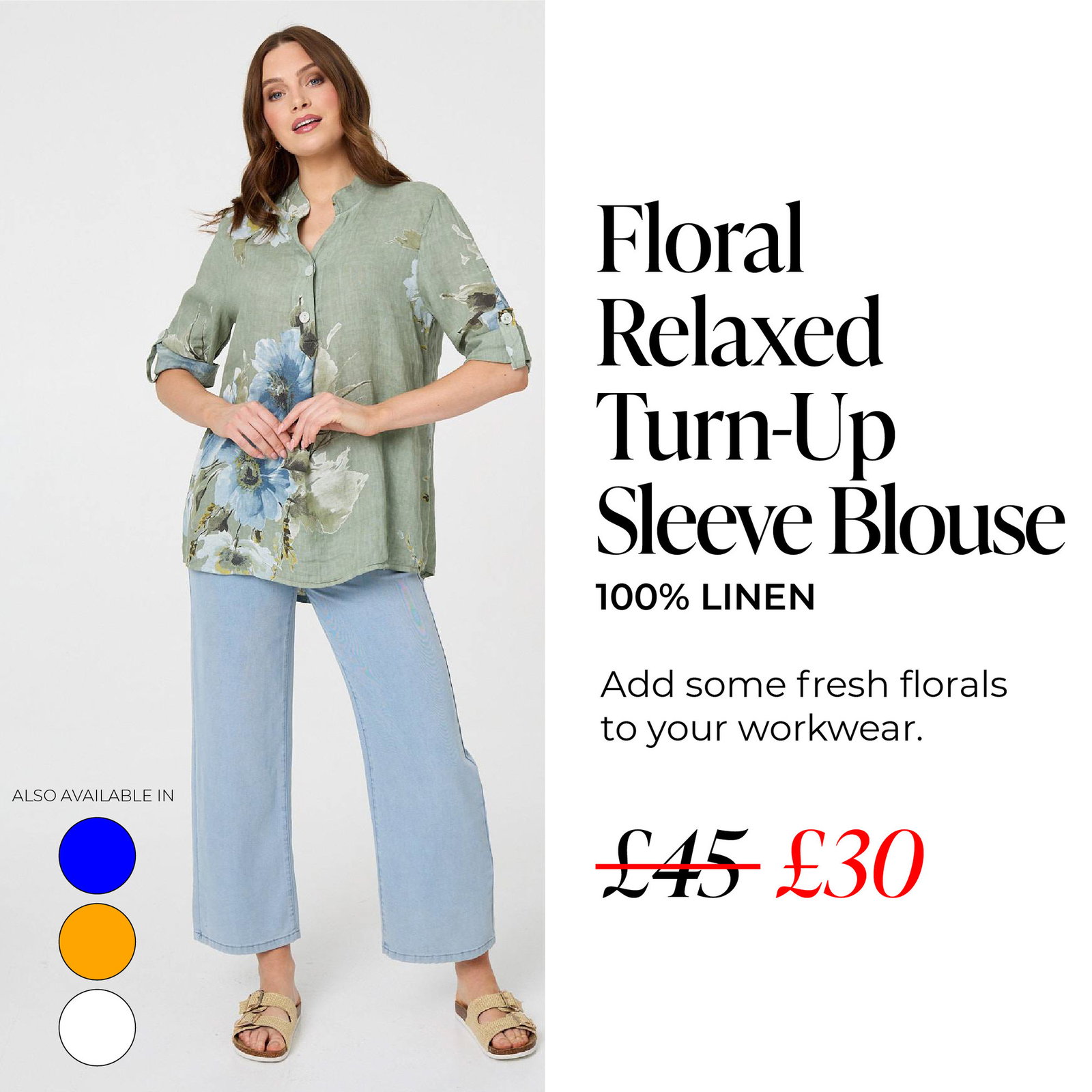 Floral Relaxed Turn-Up Sleeve Blouse | Shop Now