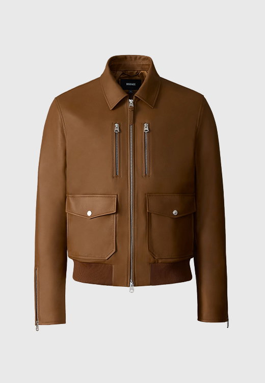 CHANCE-Z Spread Collar Leather Jacket