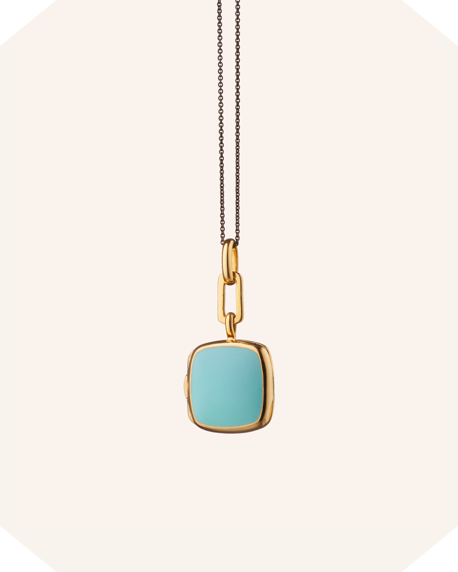 Turquoise Enamel Vermeil Cushion Locket