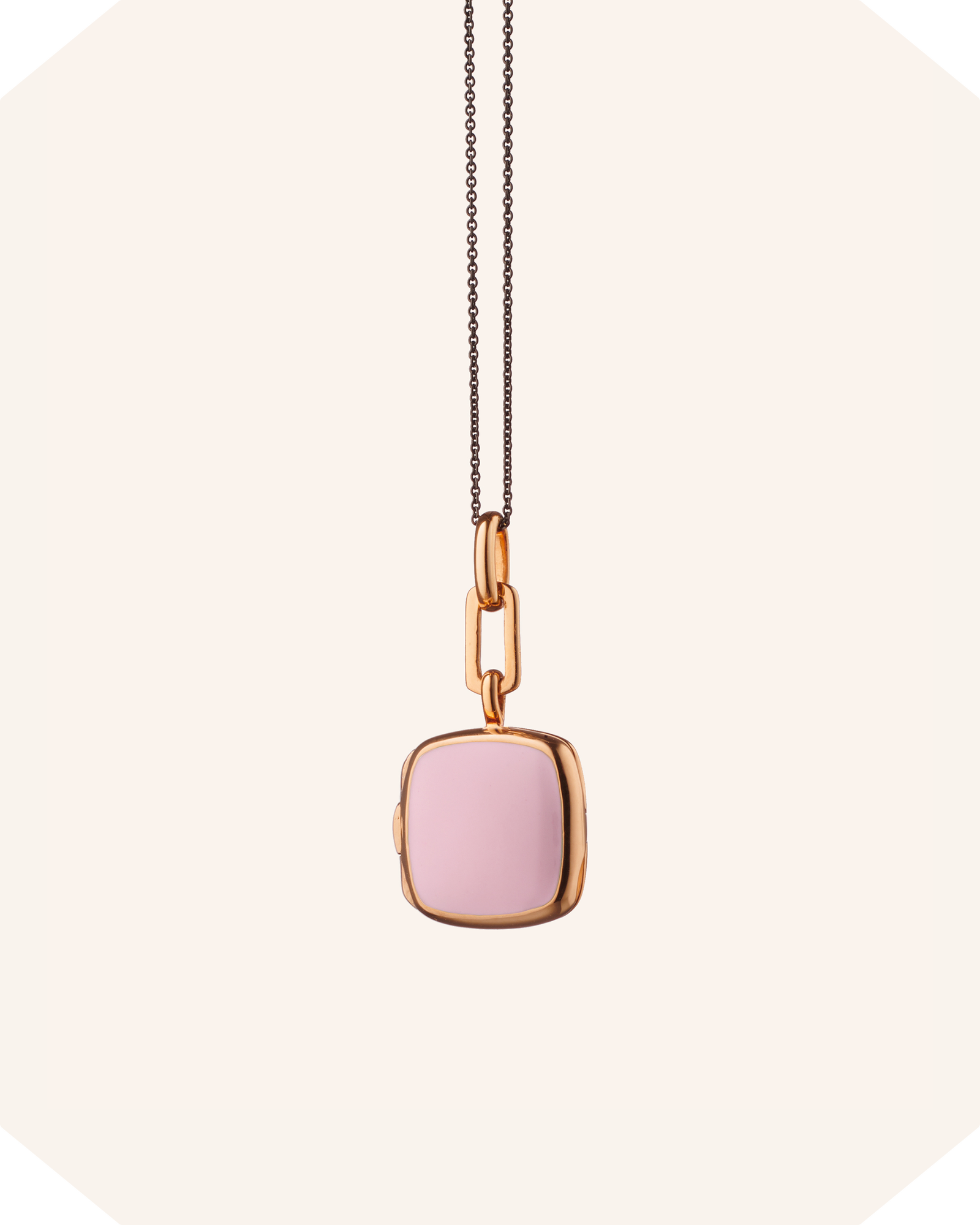 Pink Enamel Vermeil Cushion Locket
