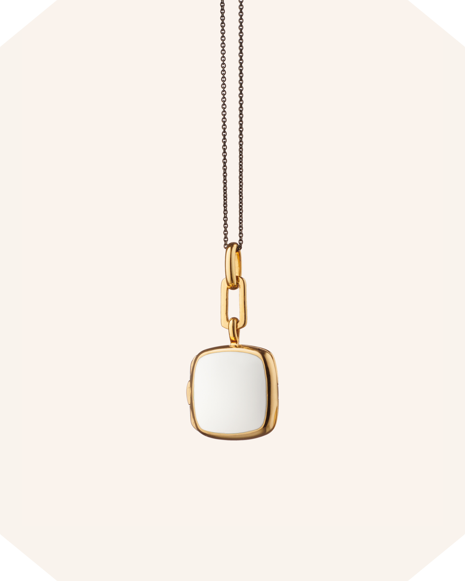 White Enamel Vermeil Cushion Locket