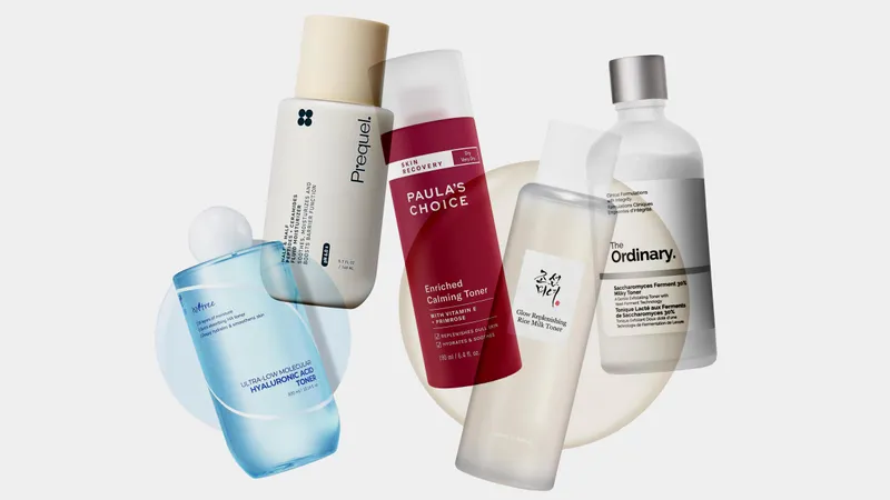 Image contains a collage for of the best toners for mature skin