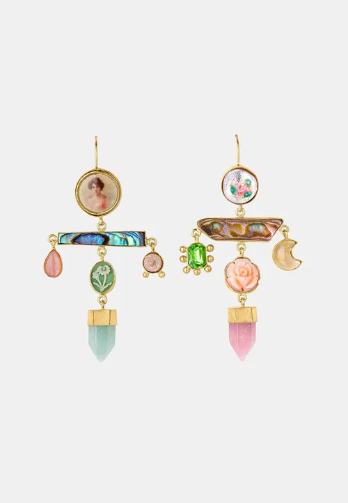 Green and Pink Balance Drop Earrings