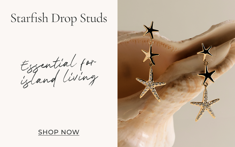 Starfish Drop Studs in Gold