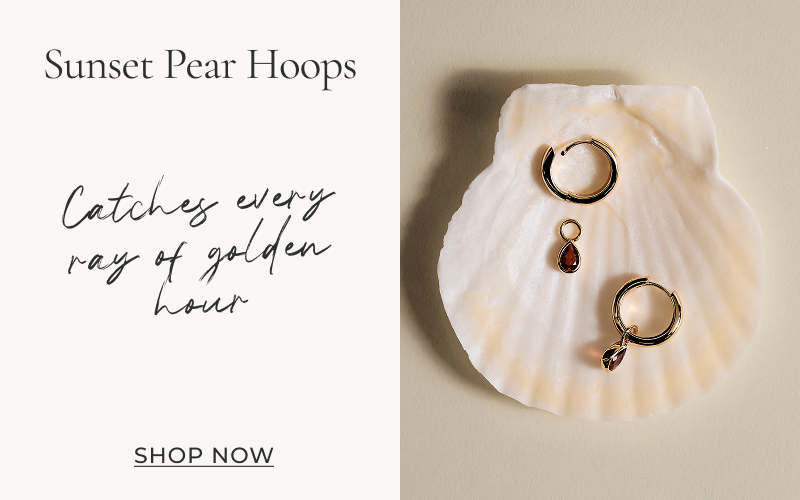 Sunset Pear Hoops in Gold