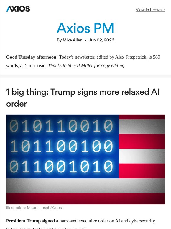 🤖 Axios PM: Trump's AI order