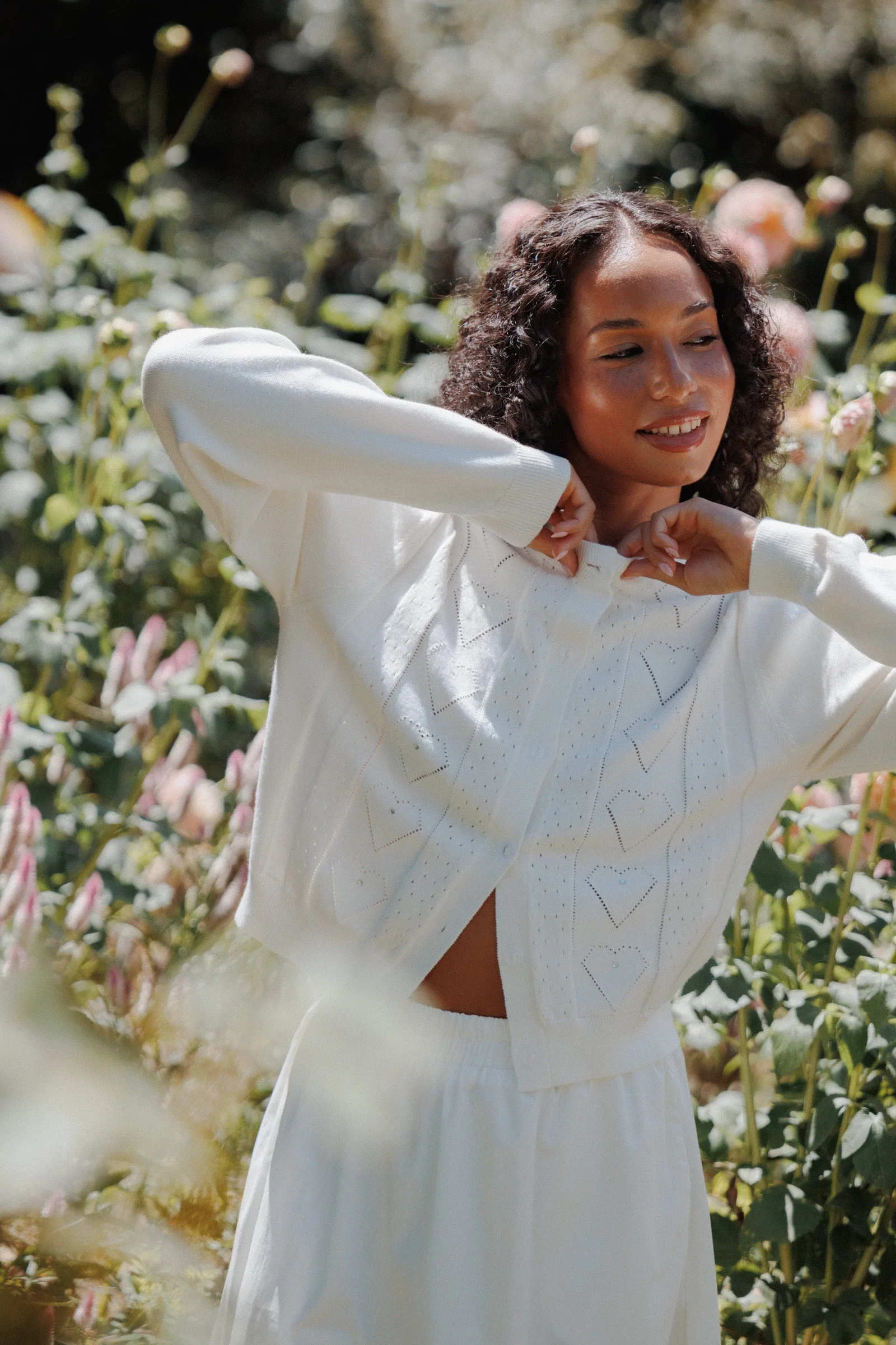 Image of Baylie Pointelle Cardigan - White