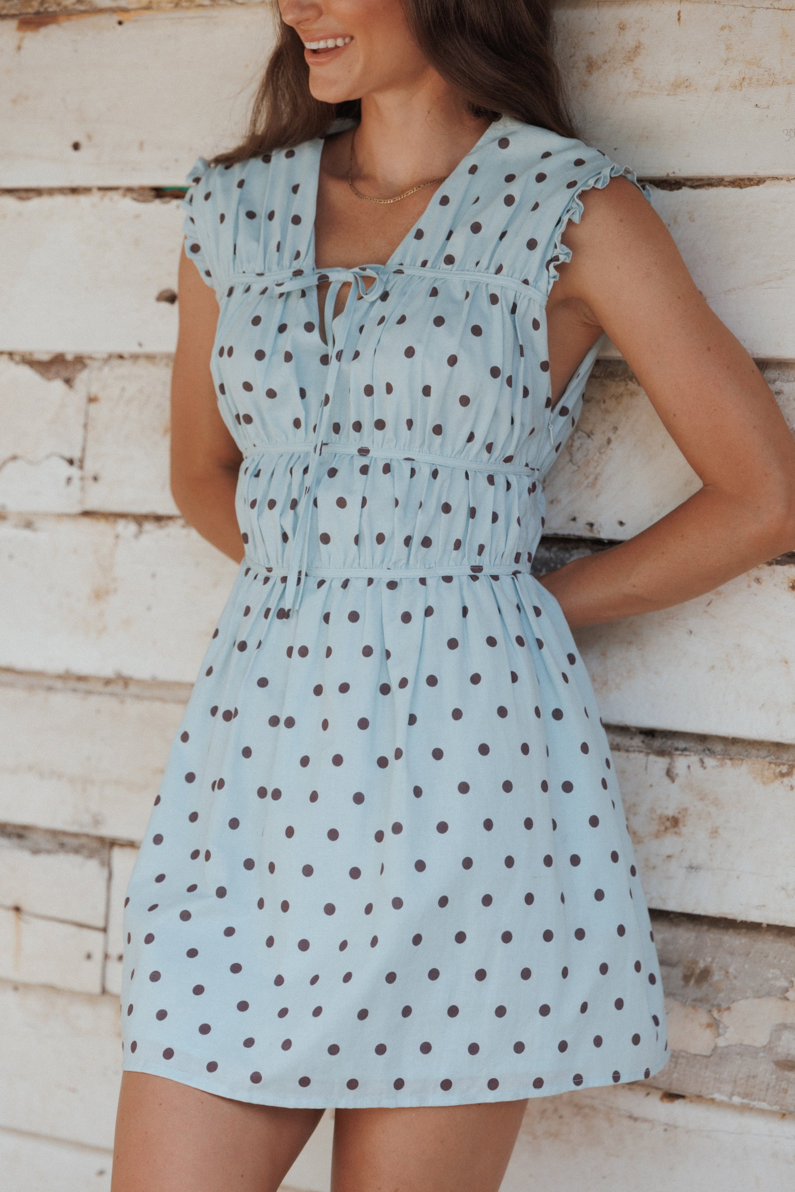 Image of Pipper Mini Dress - Blue Polka Dot