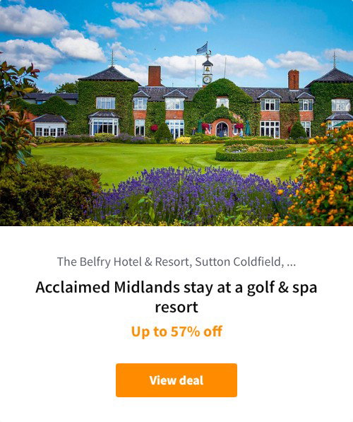 Acclaimed Midlands stay at a golf &amp; spa resort