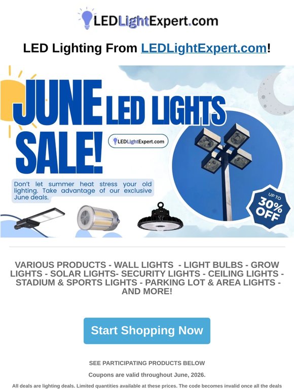 LED Lights June Sale! Up to 30% Off! from LedLightExpert.com!