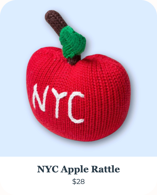 NYC Apple Rattle - organic knit baby toy