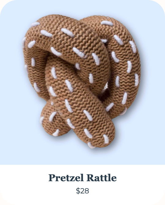 Pretzel Rattle - organic knit baby toy