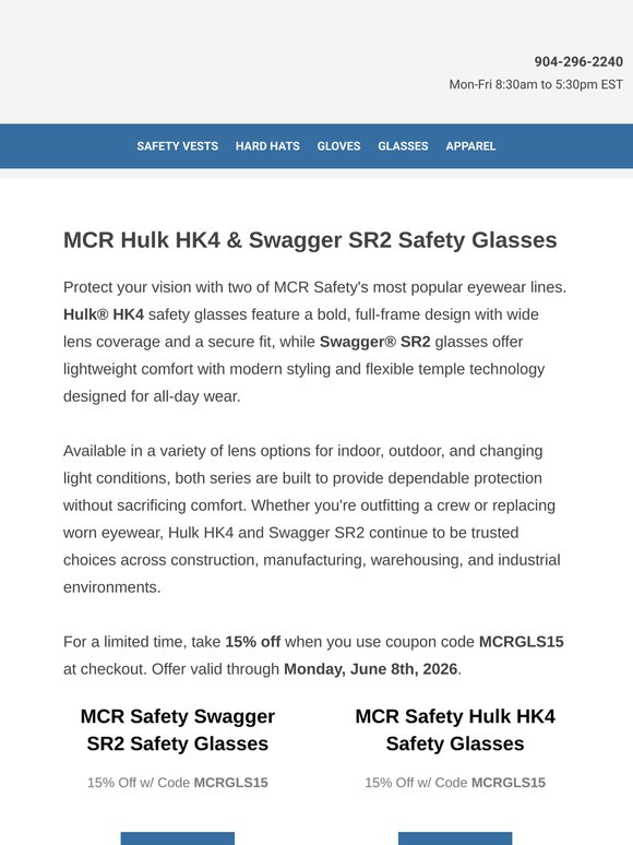 Hulk & Swagger Safety Glasses: 15% Off