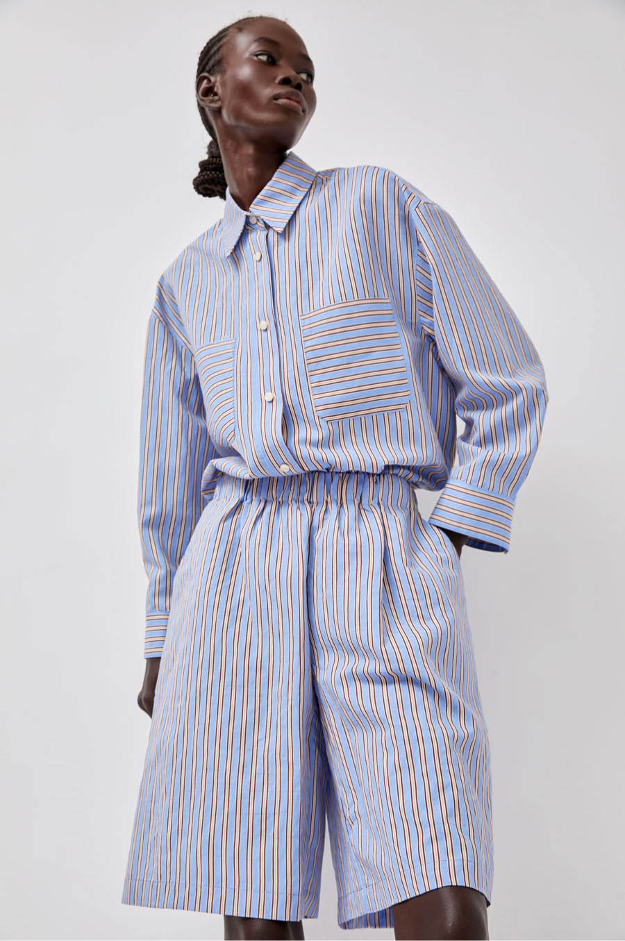 No.6 Polo Short in Oxford Stripe