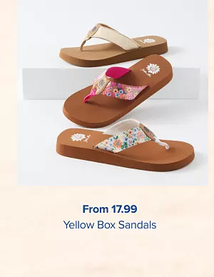 From 17.99 Yellow Box sandals. Shop now.