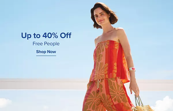 Up to 40% off Free People. Shop now. A woman in a matching red and orange top and pants.