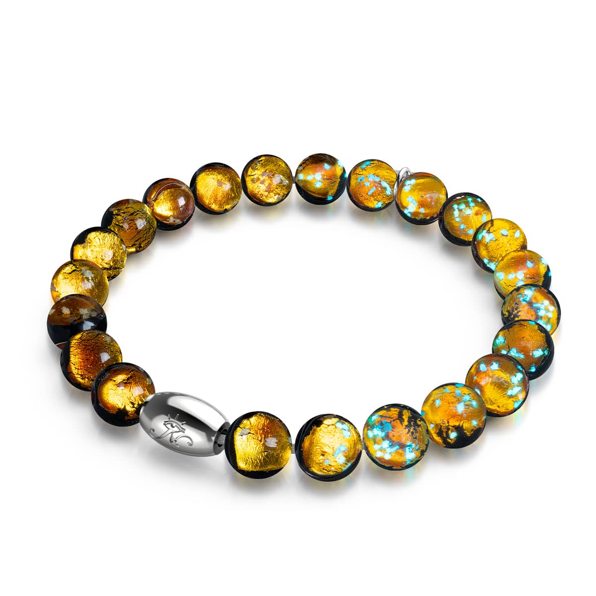 Image of NOGU Hunter's Moon | .925 Sterling Silver | Lunar Glass Bracelet in Gold Teal Silver