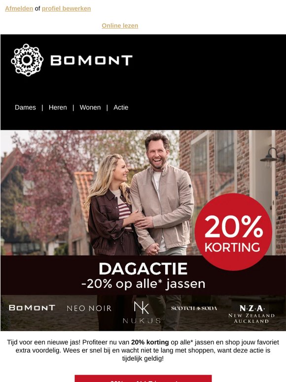 Mis het niet: 20% korting op ALLE* jassen