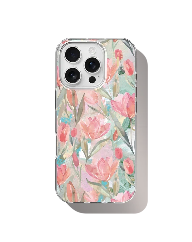 Clear Case MagSafe iPhone 16 Pro Tulip Bloom