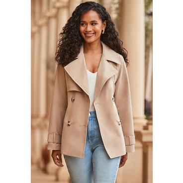 Stone Trench Coat With Pockets