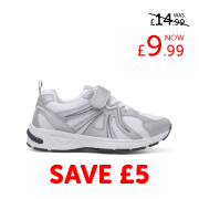 XL Kids Silver & White Easy Fasten Trainer