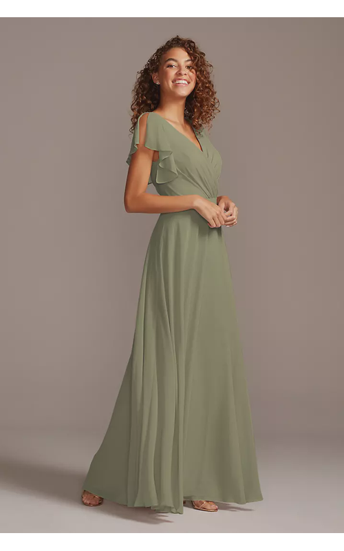 Bridesmaid Dress with Flutter Sleeve Full Skirt