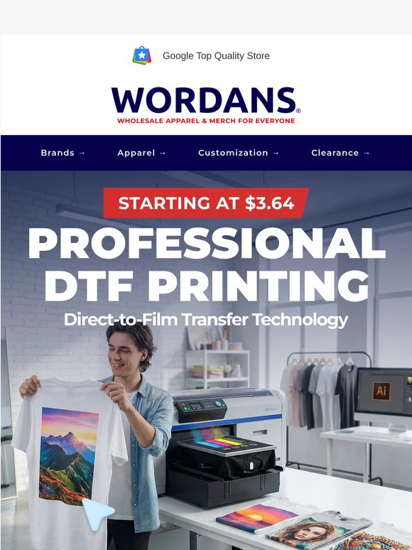 Print on Any Fabric | DTF Transfers from $3.64 👕