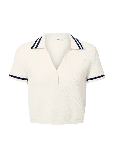Tennis Club Sweater Knit Cropped Polo