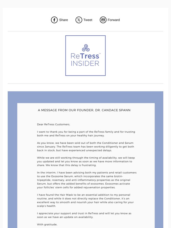 A Note from our Founder- Sold Out Items