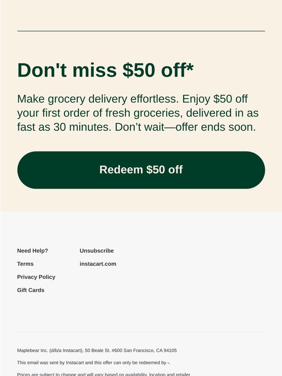 $50 off: Don't miss out