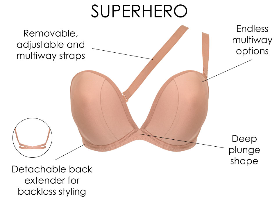 Superhero Multiway Padded Plunge Bra Latte Beige