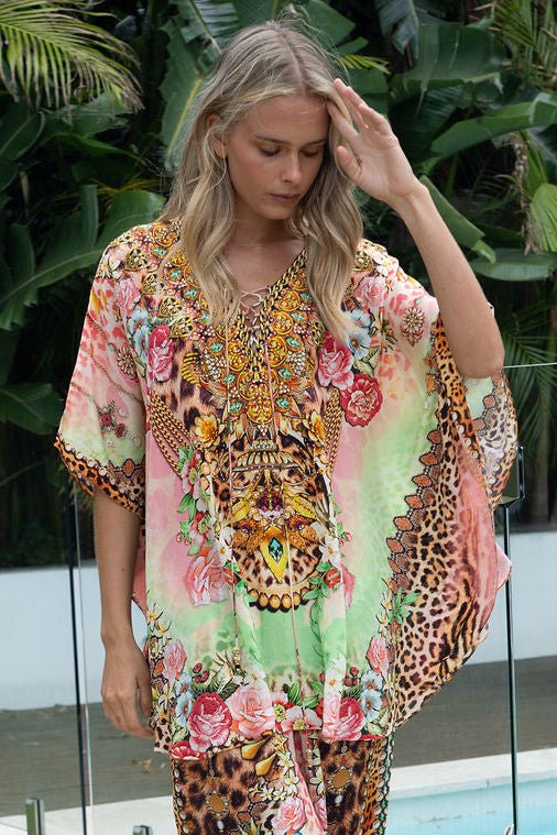 Image of PINK CHEETAH BUTTERFLY TOP