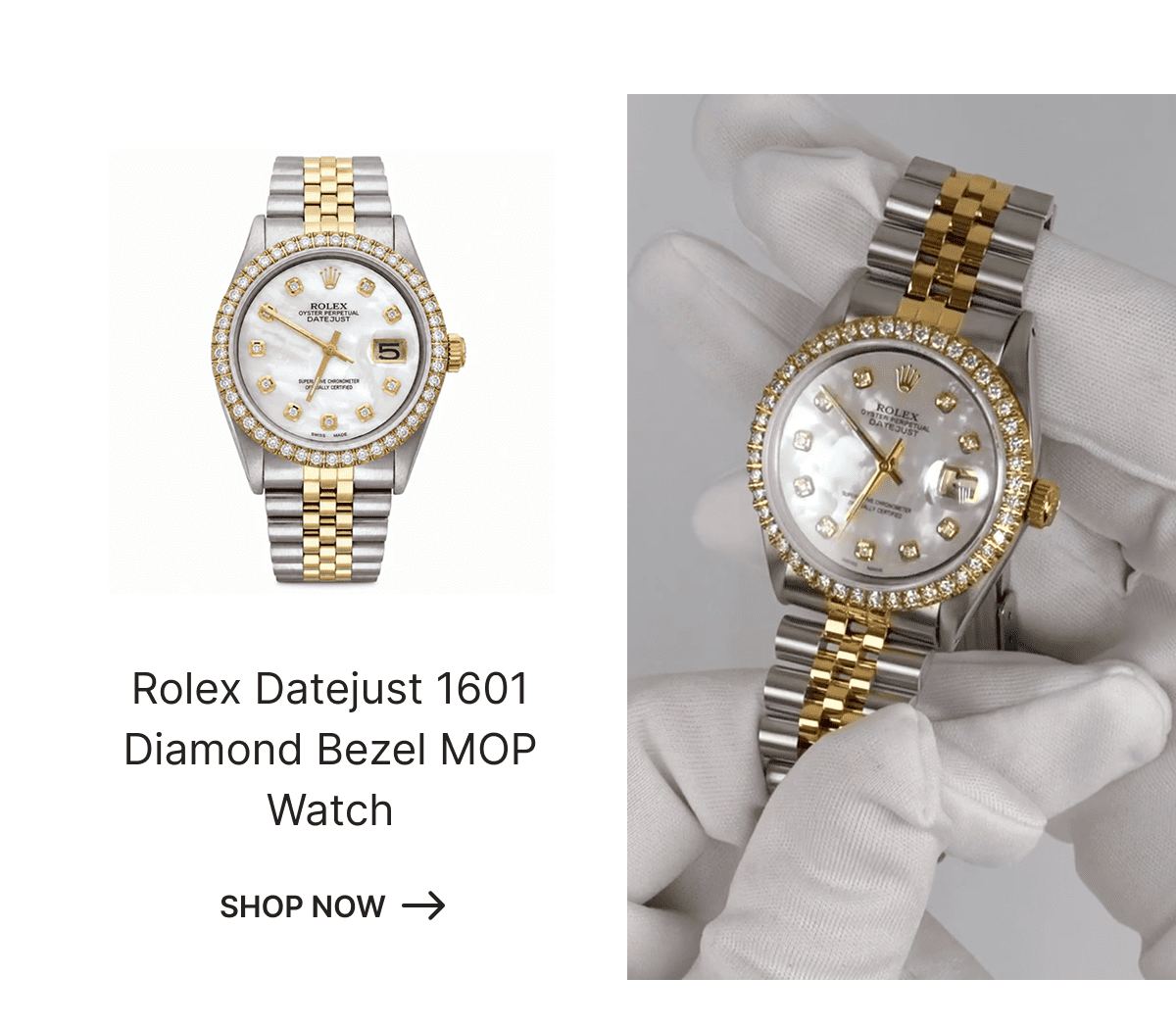 Rolex Datejust 1601 Diamond Bezel MOP Watch