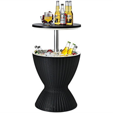 8-Gallon 3-in-1 Patio Rattan Cooler Bar Table 