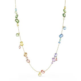 Collar Gema, tallas mixtas, multicolor, baño en tono oro