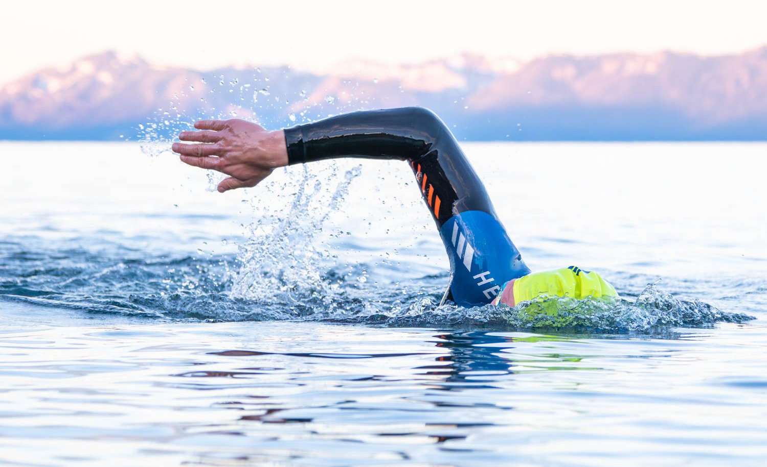 swimmer in helix at sunrise