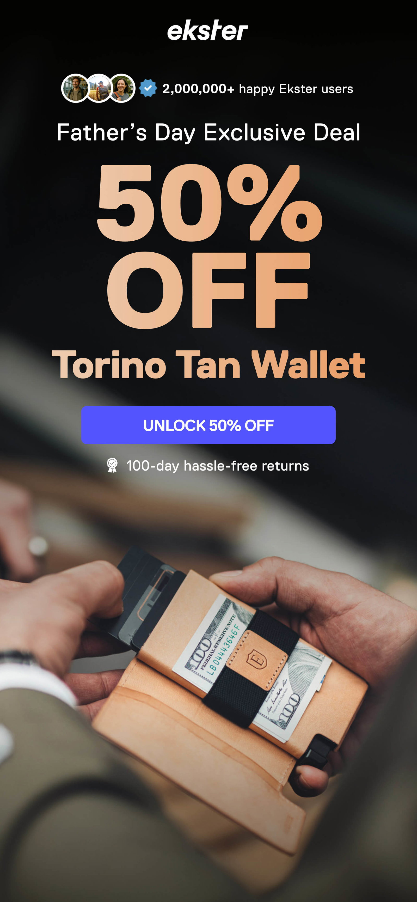 Father’s Day Exclusive Deal 50% OFF Torino Tan Wallet UNLOCK 50% OFF