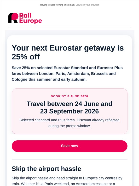 Paris, Amsterdam, Brussels… now 25% off