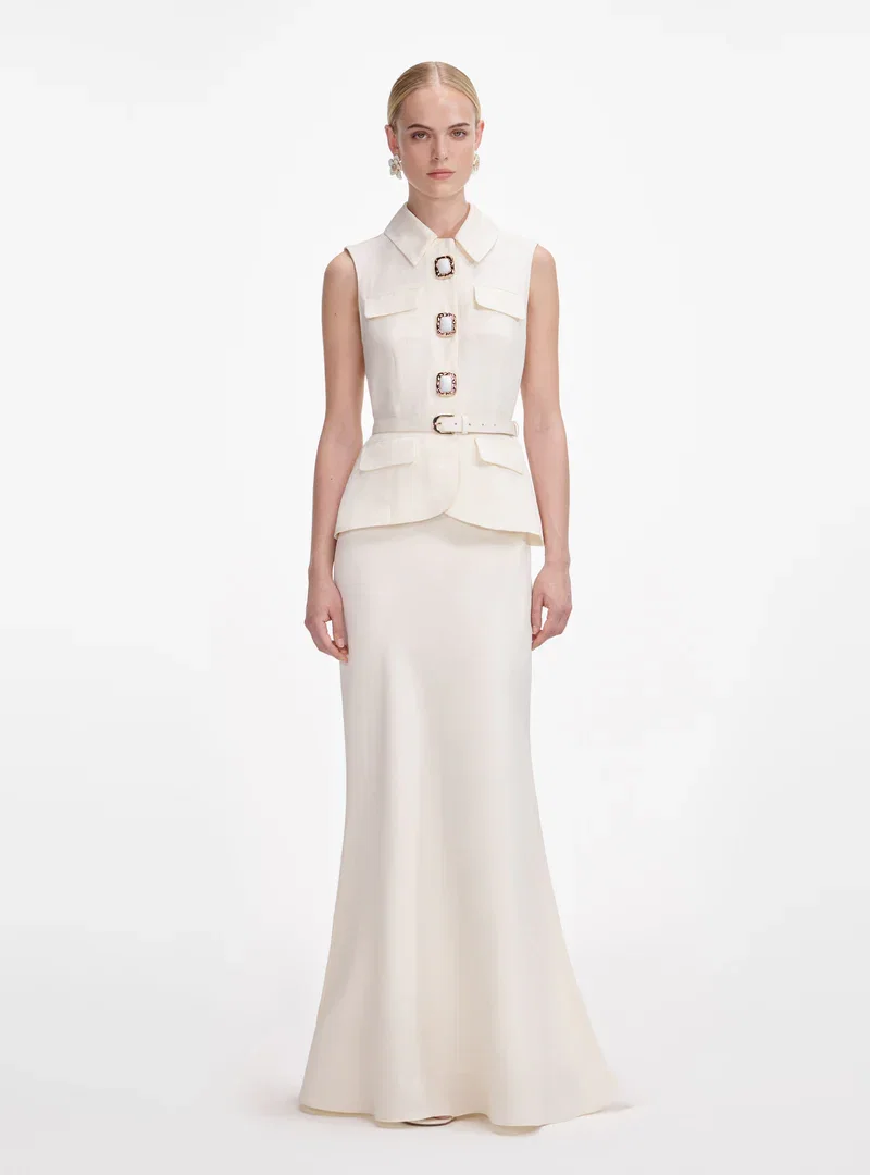 CREAM LINEN MAXI DRESS