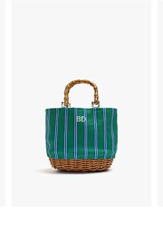 Tote bag canvas with rattan base M
