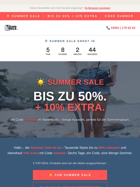 🔥 Summer Sale: Bis zu 50% Rabatt + EXTRA 10% on top!