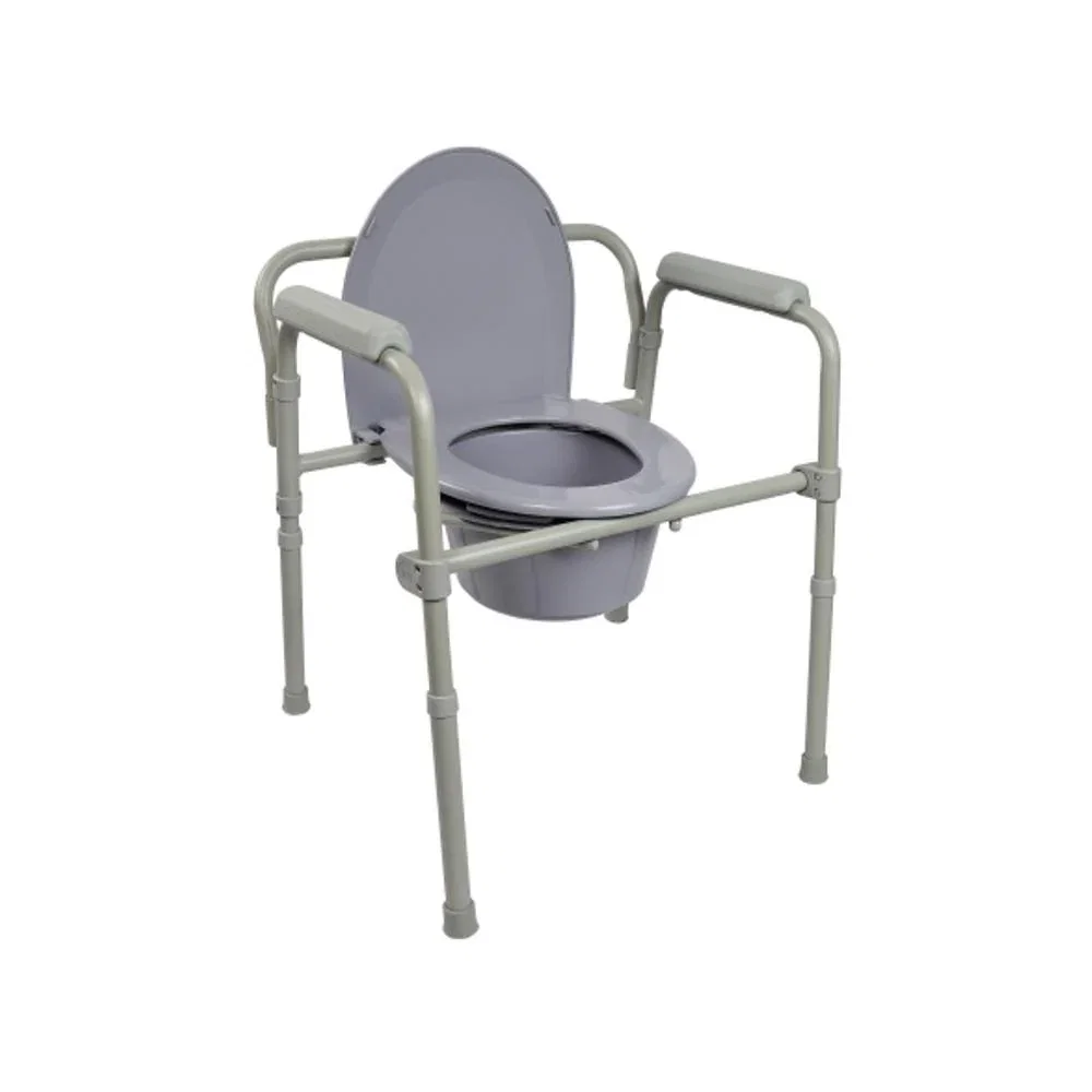 Image of McKesson Folding Fixed Arm Steel Commode Chair