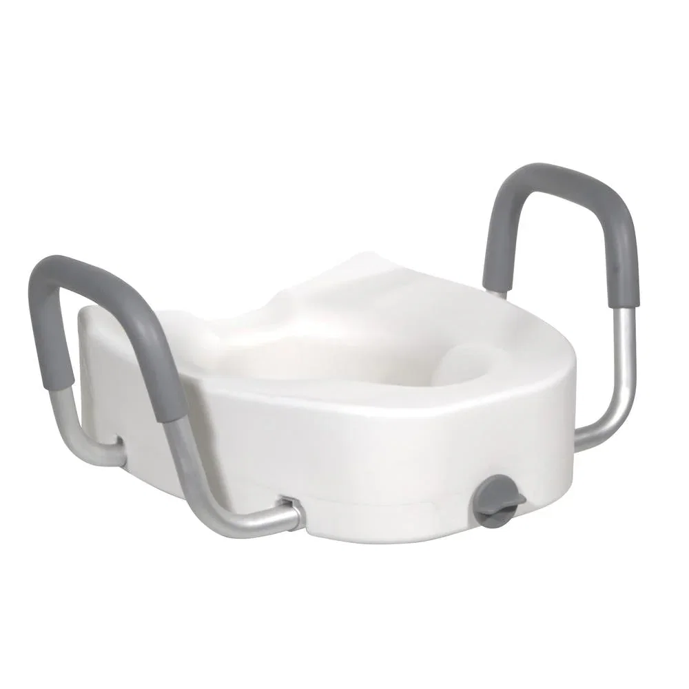 Image of Drive™ Premium Elongated Raised Toilet Seat with Arms 5 Inch Height