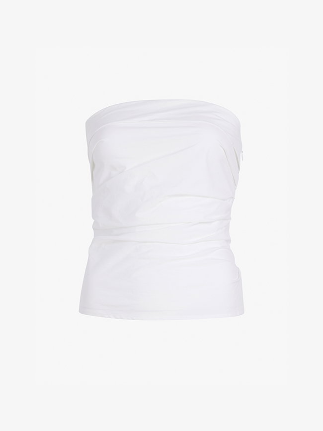 Maisy Strapless Top in Poplin in White