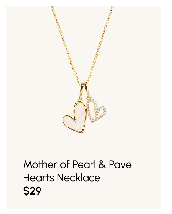 Mother of Pearl & Pave Hearts Necklace