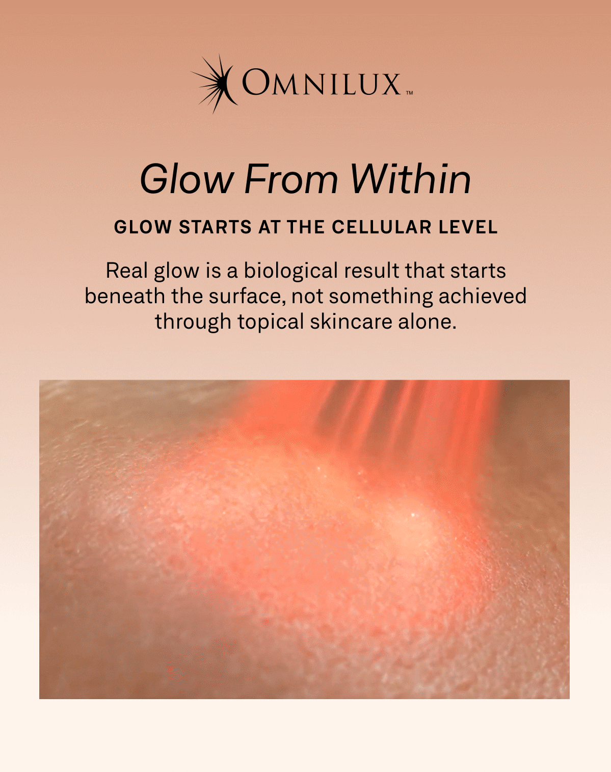 Animated visual representing glowing skin and internal skin renewal. 